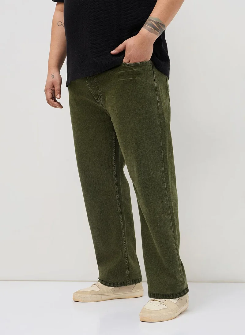 Urbano Fashion  Urbano Plus Men's Light Green Regular Fit Heavy Washed Denim Jeans Stretchable for Men | Best Price UAE
